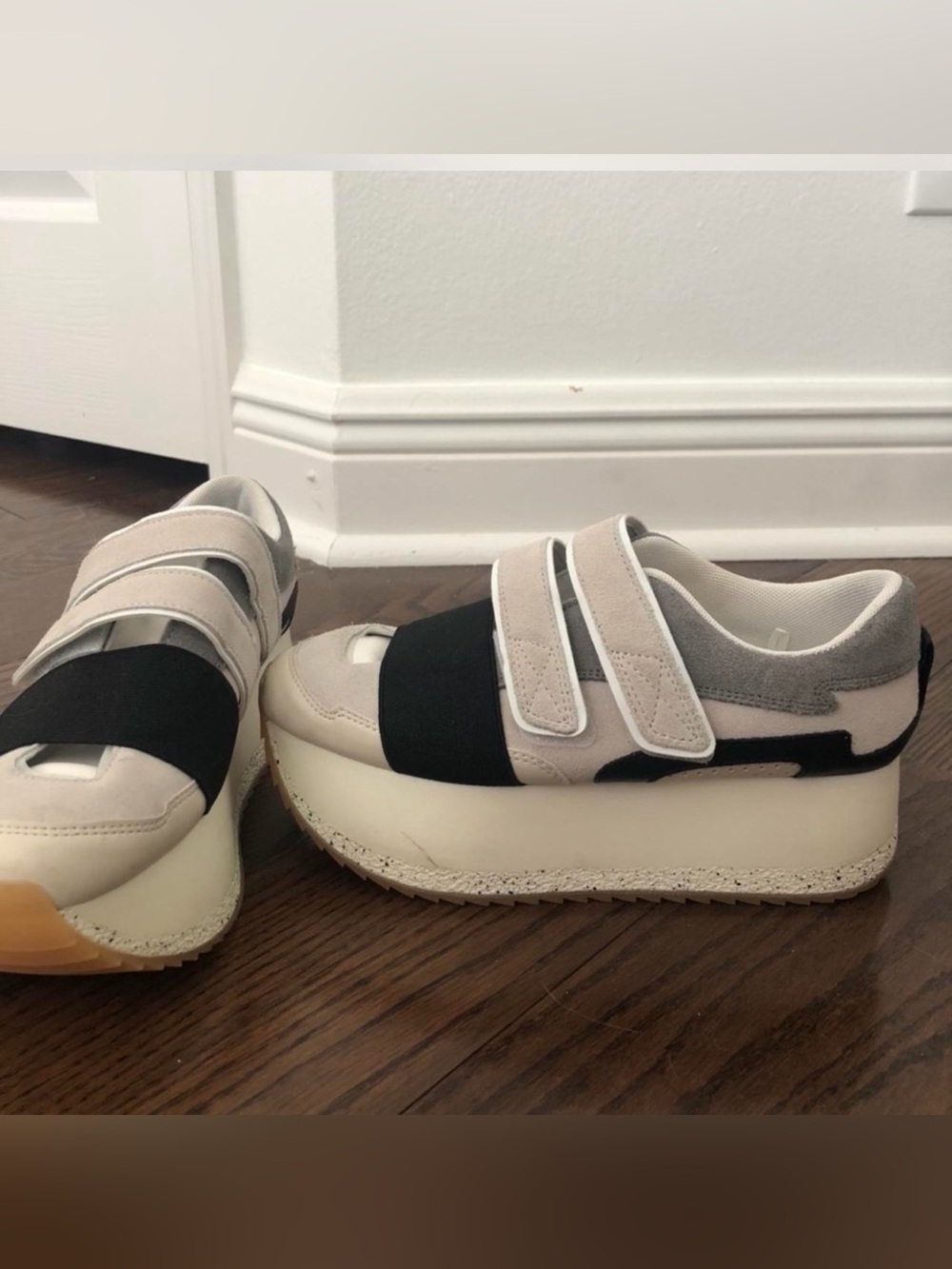 Zara Kids Platform Sneakers in Cream, Black and Gray